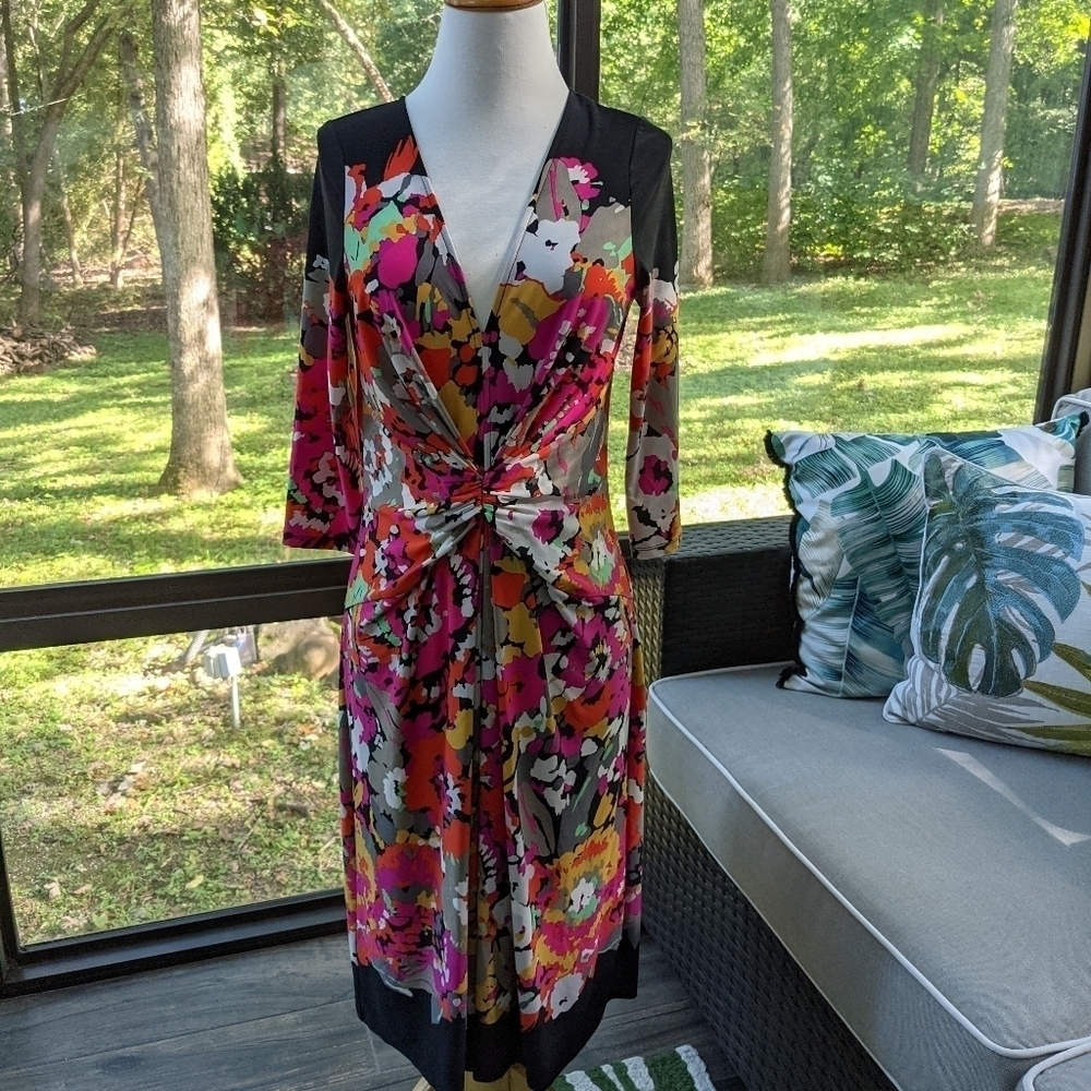 BCBG MAXAZRIA Long‎ Sleeve Floral Cocktail Dress Size M